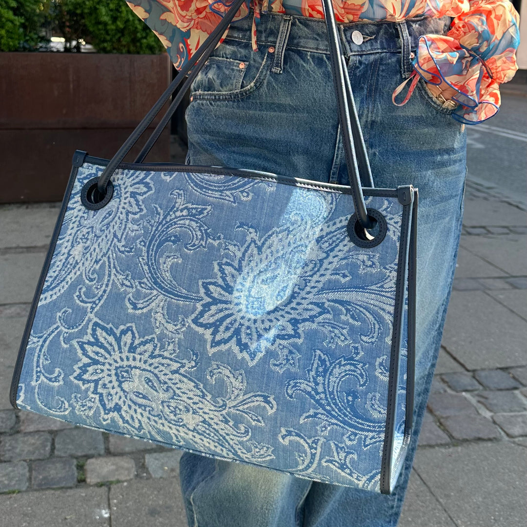 ETRO BLÅ DENIM TASKE