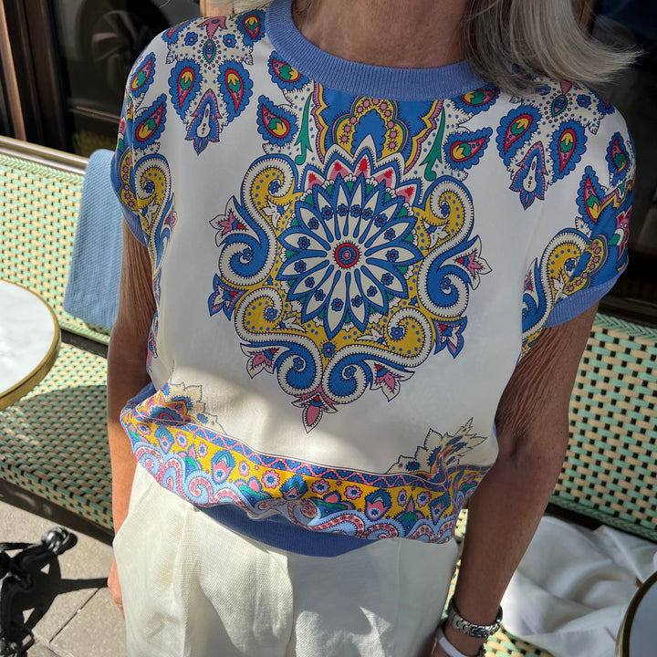 ETRO STRIKKET TSHIRT MED PRINT