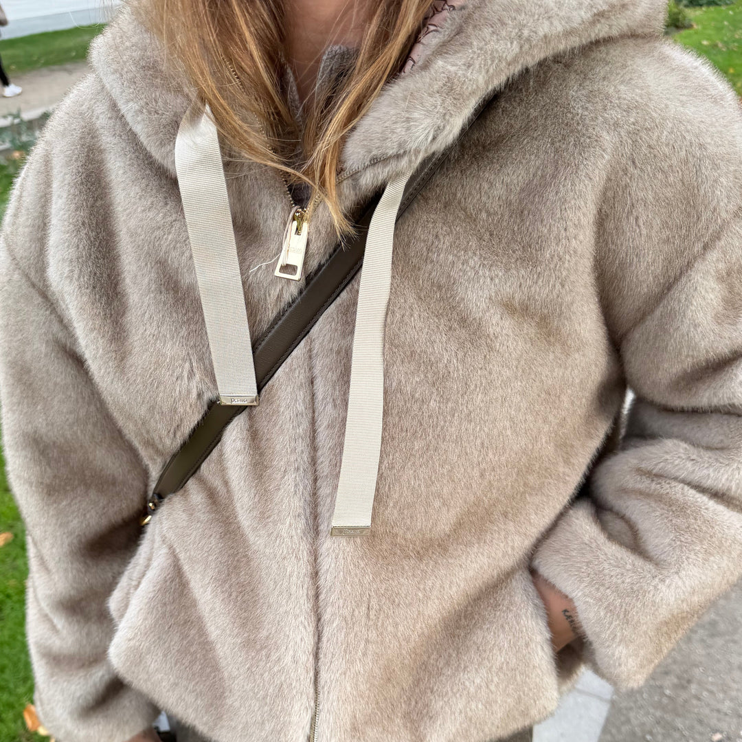 HERNO HOODED FAUX FUR