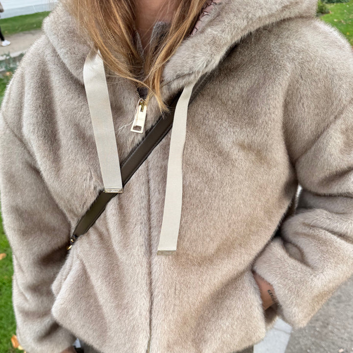 HERNO HOODED FAUX FUR