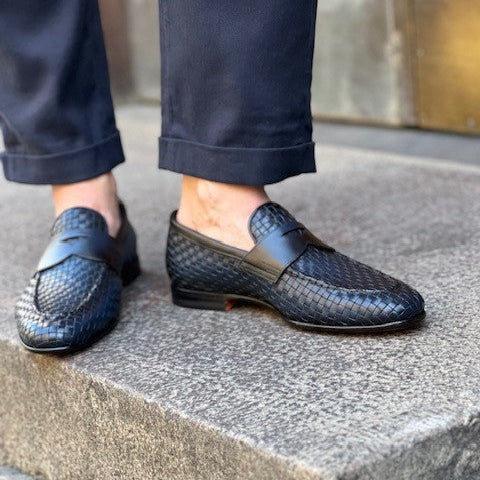 SANTONI LEATHER FLET LOAFER